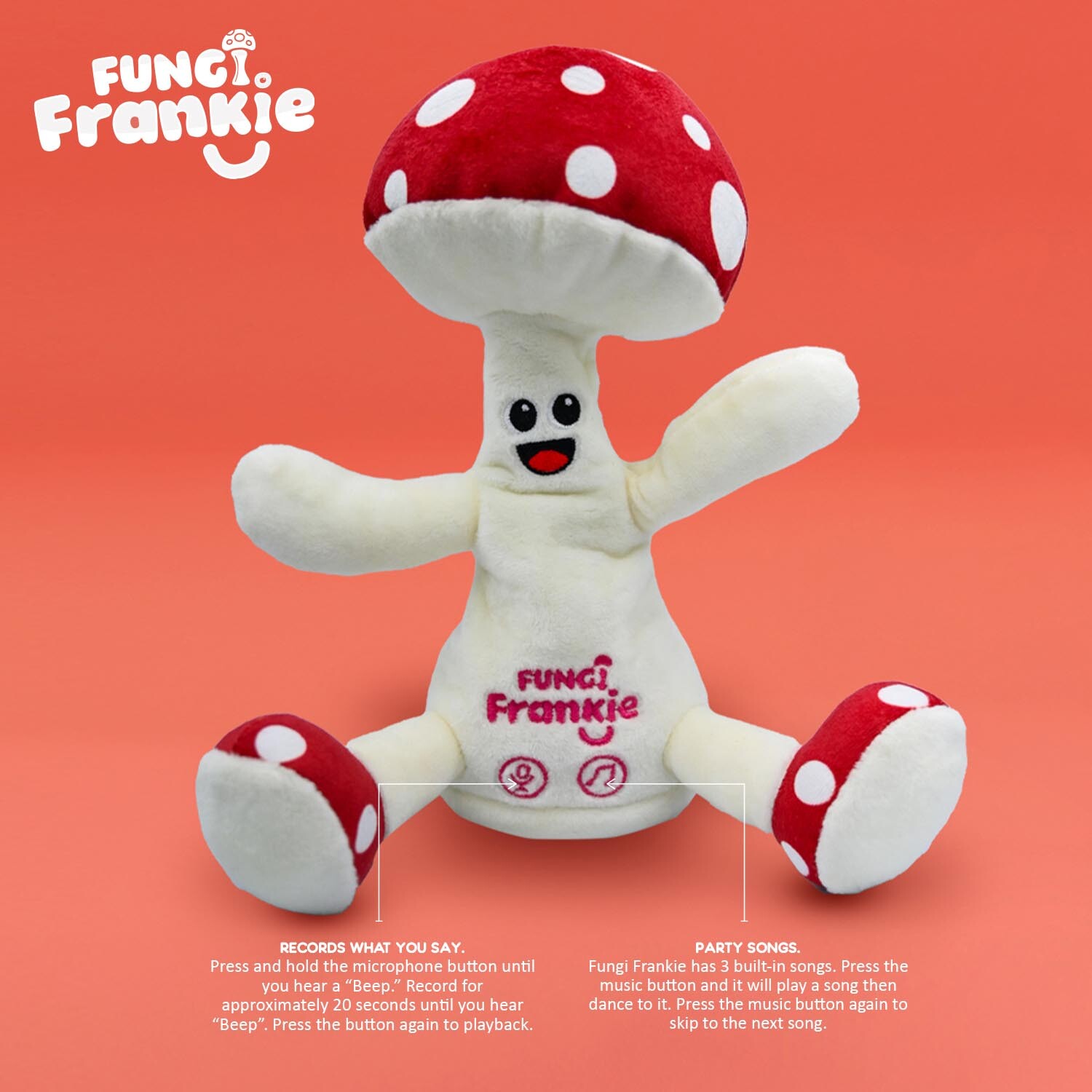 Fungi Frankie White Plush Interactive Soft Toy Image 4