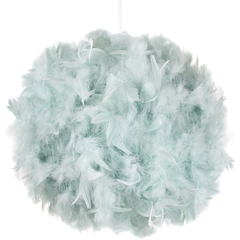 Happy Homewares Small Duck Egg Feather Decorated Pendant Shade Image 1