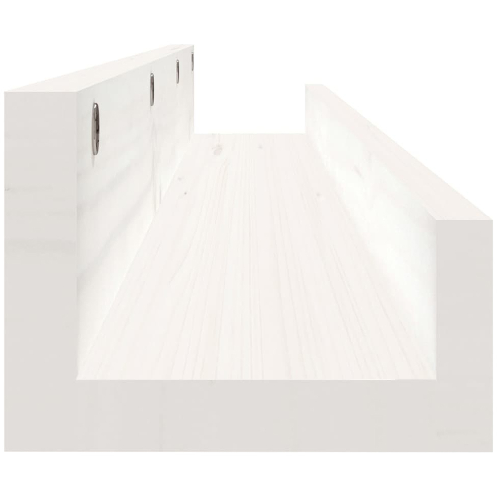 vidaXL 80cm Set of 2 White Solid Pine Wood Floating Wall Shelf Image 4