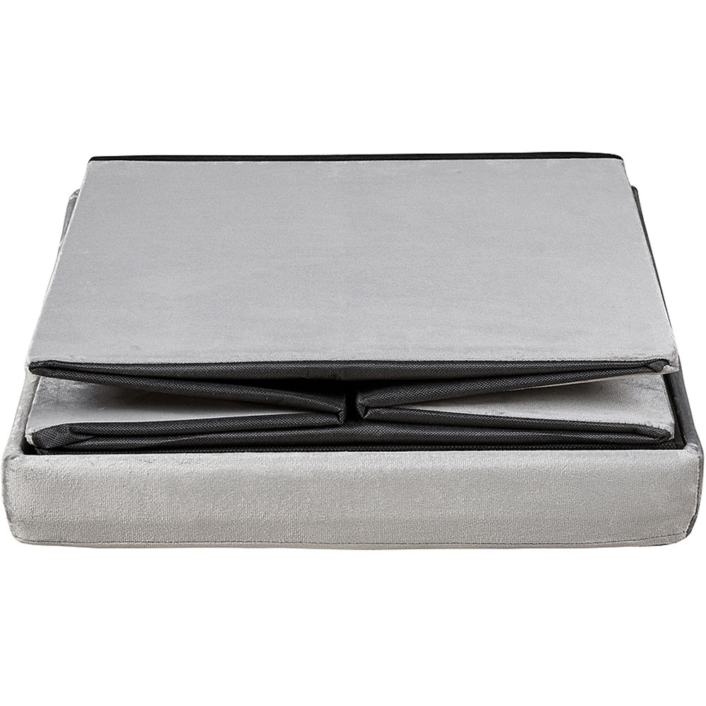 Home Source Sofia Grey Velvet Folding Ottoman Image 3