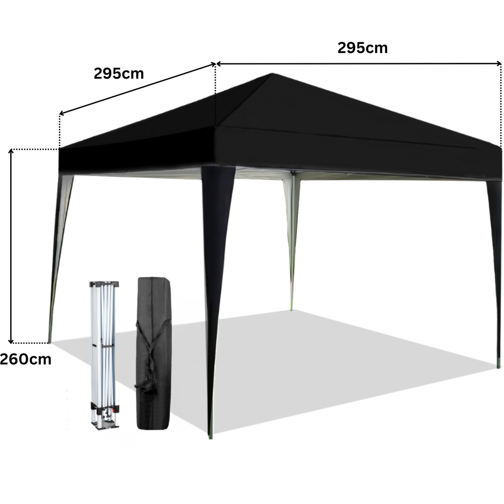 Home Source 3 x 3m Black Easy Up Garden Outdoor Gazebo Image 7