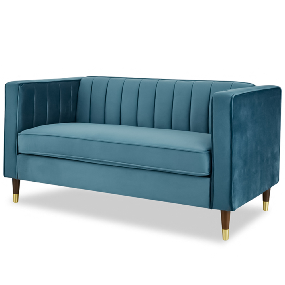 Home Detail Thomas 2 Seater Blue Velvet Sofa Image 2