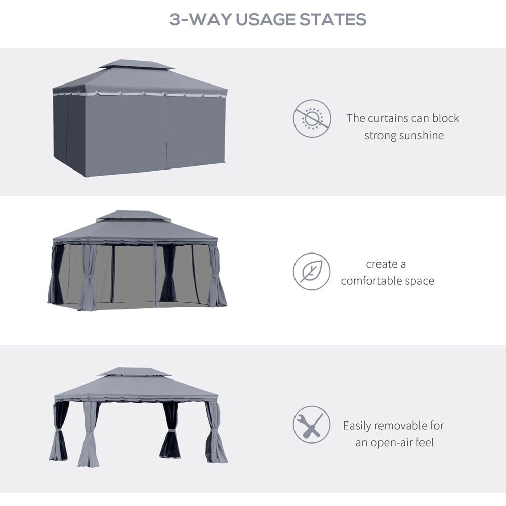 Outsunny 3 x 4m Dark Grey 2 Tier Roof Aluminium Garden Gazebo Image 4
