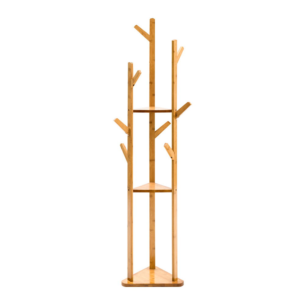 Living and Home 3 Tier Coat Rack Stand with Shelves Image 1