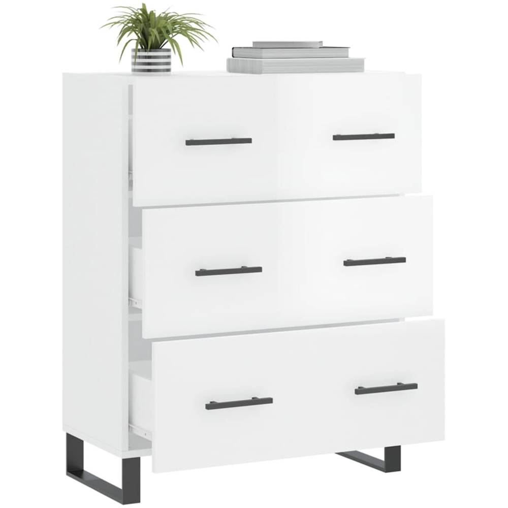 vidaXL 3 Drawer High Gloss White Sideboard Image 4