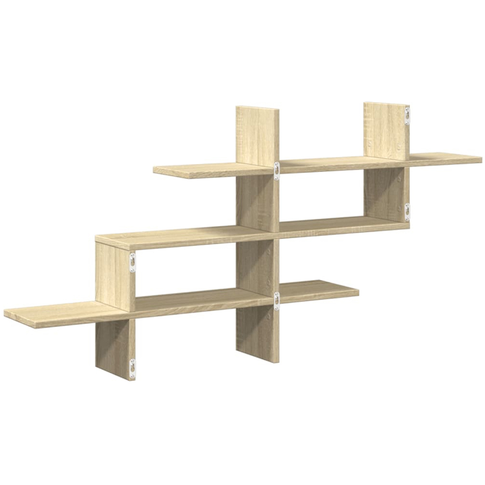 vidaXL 8 Shelf Sonoma Oak Floating Wall Shelf Image 5