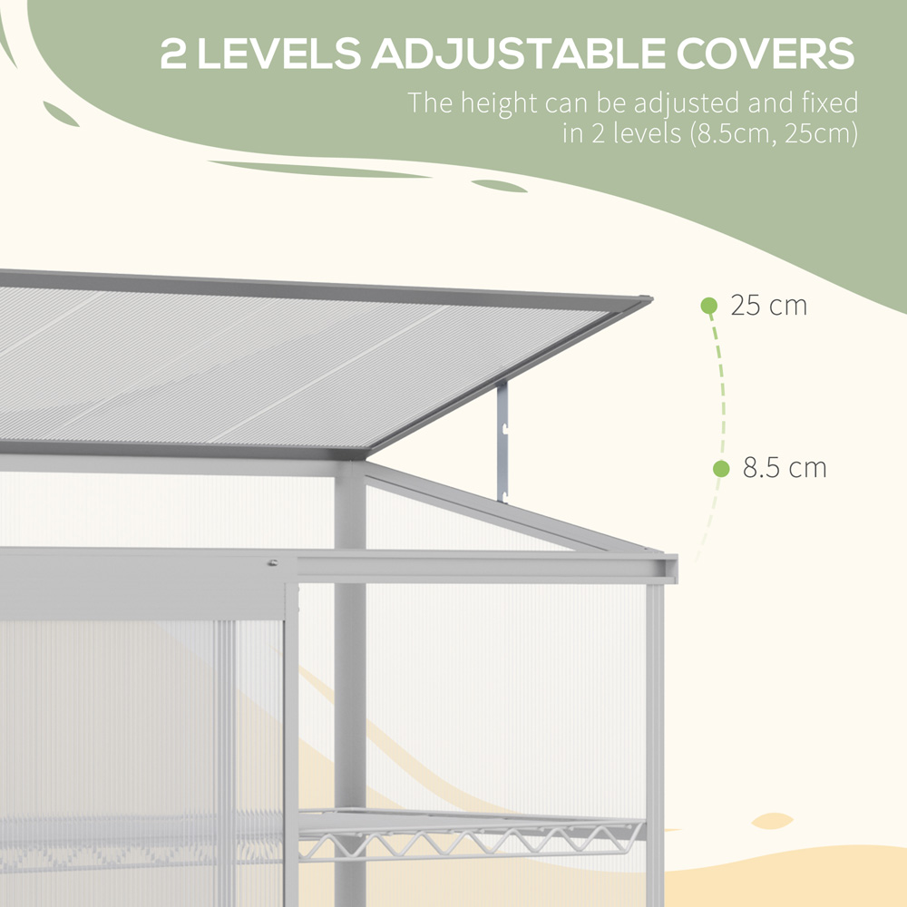 Outsunny 3 Shelf Polycarbonate 4 x 2ft Cold Frame Greenhouse with Openable Roof Image 6