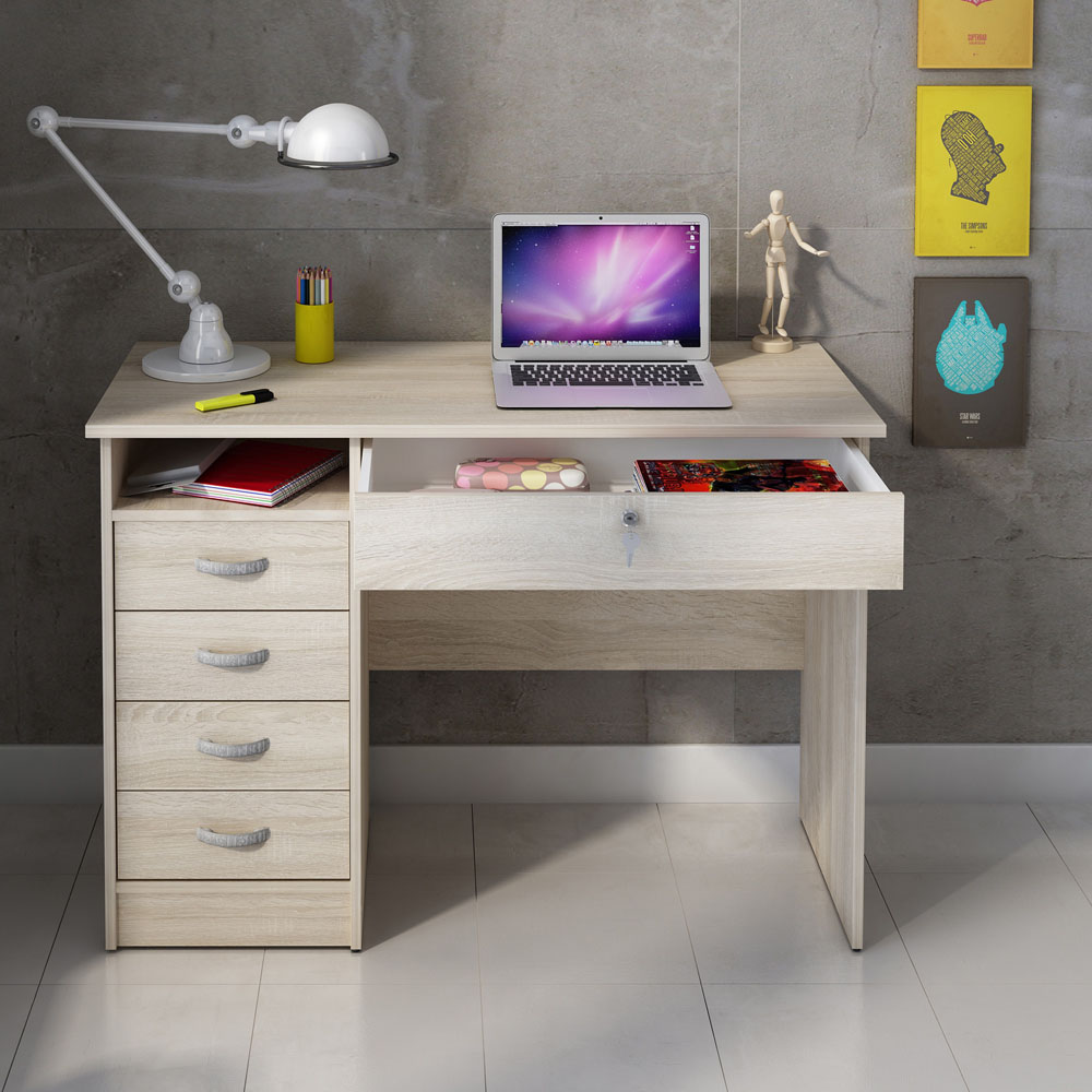 Florence Function Plus 5 Drawer Desk Oak Image 9