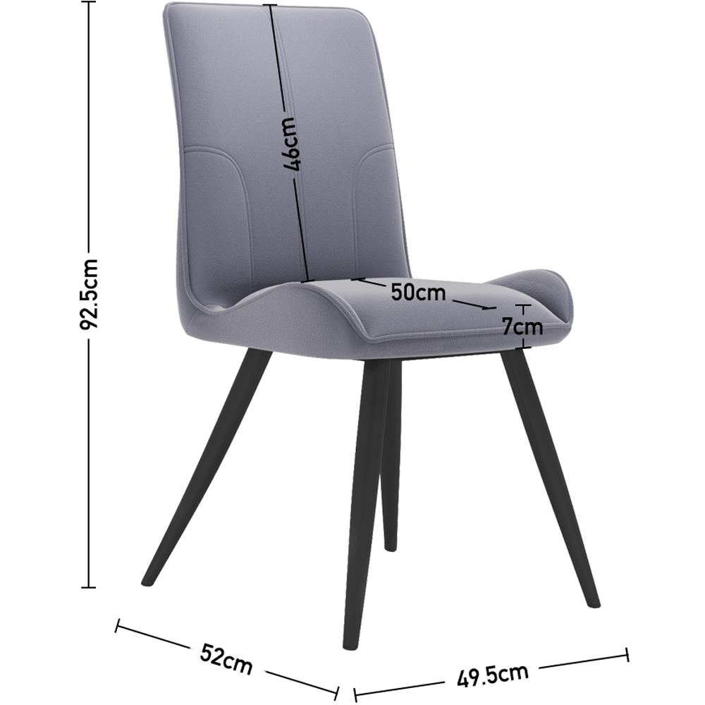 Living and Home Set of 2 Grey Velvet Dining Chair Image 9