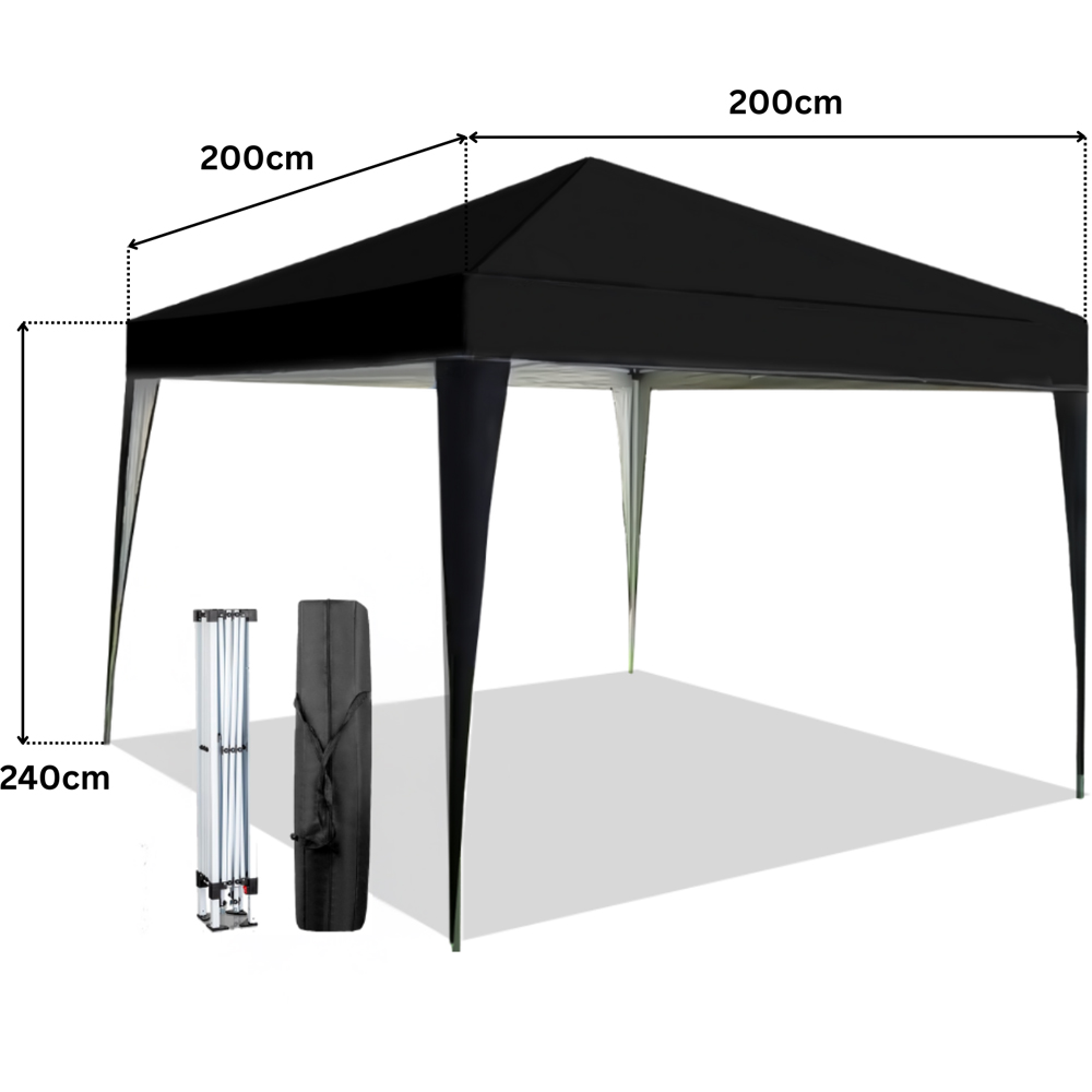 Home Source 2 x 2m Black Easy Up Garden Outdoor Gazebo with Bag Image 7
