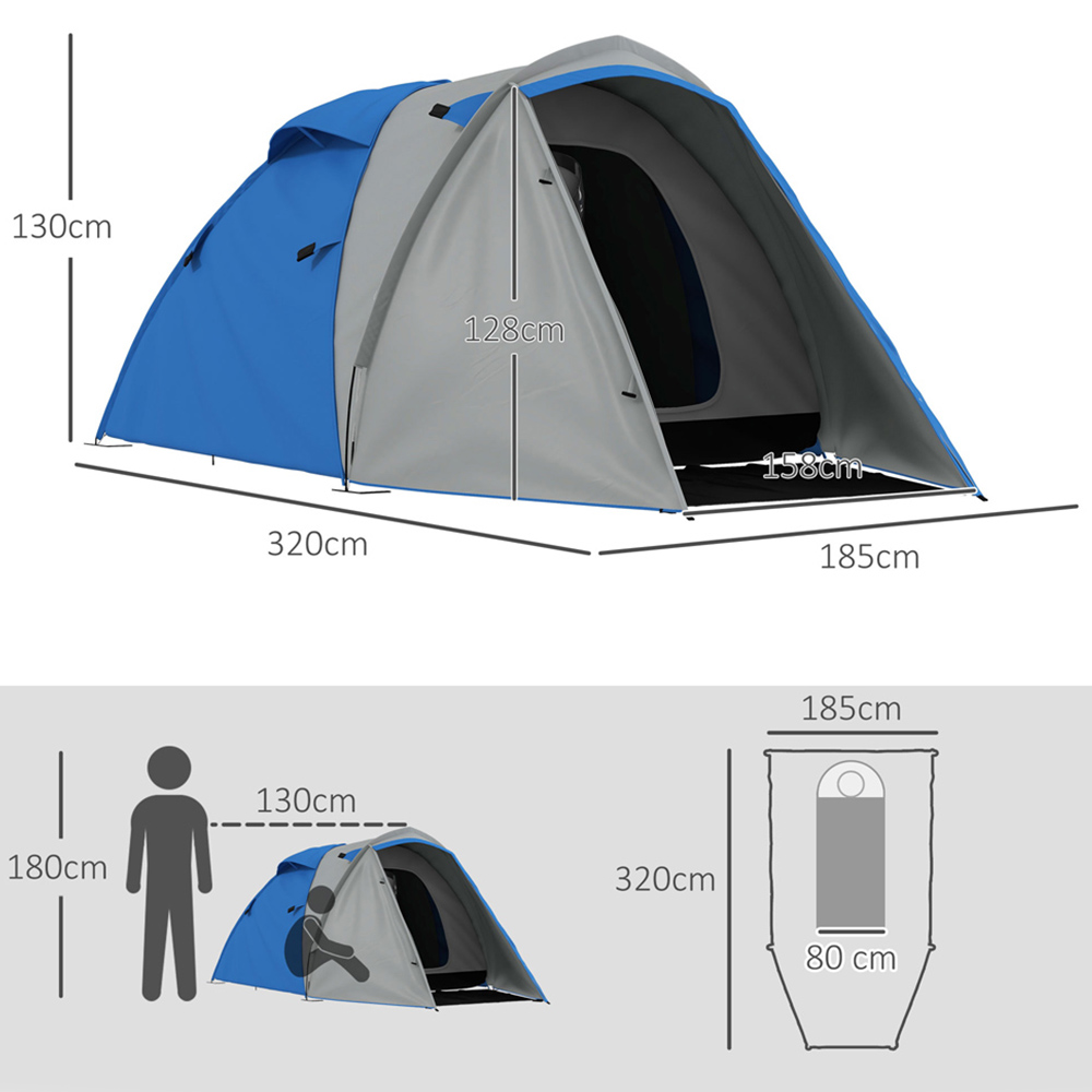Outsunny 2-3 Person Waterproof Camping Tent Blue Image 8