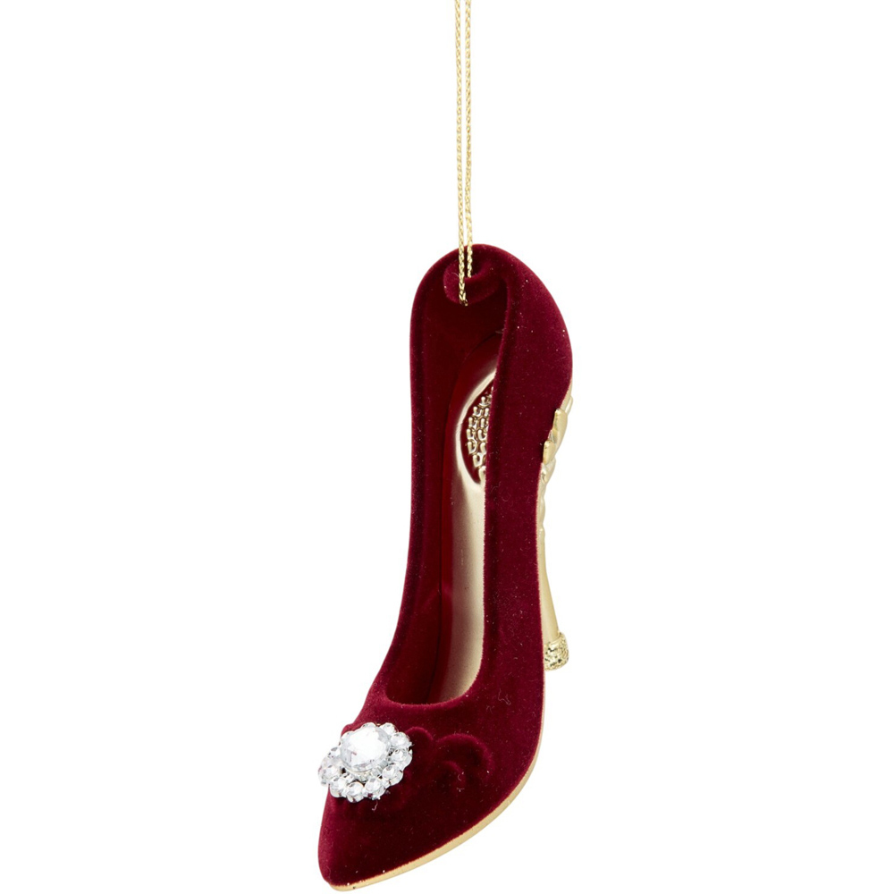 Flocked Shoe Hanging Decoration Burgundy Image 1