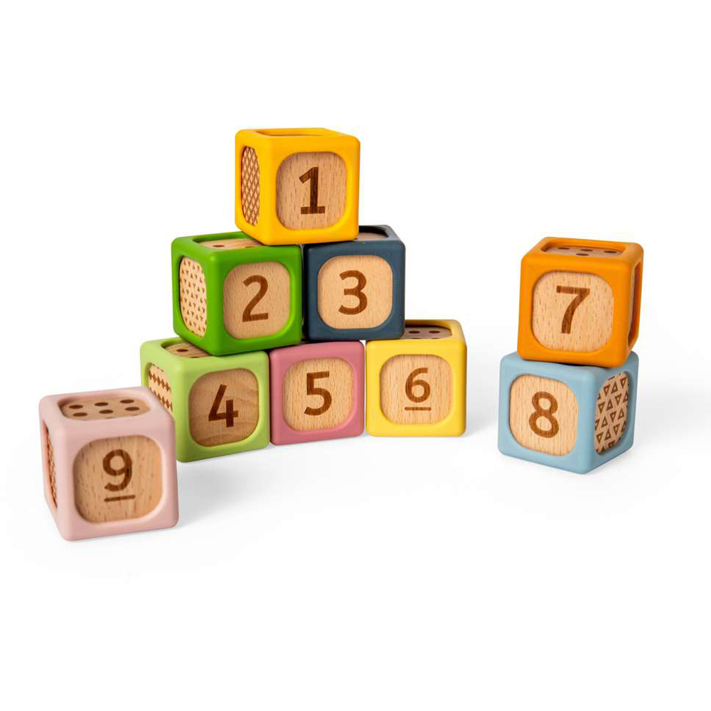 Bigjigs Toys Kids Wooden and Silicone Soft Sorting Block Set 9 Piece Image 2