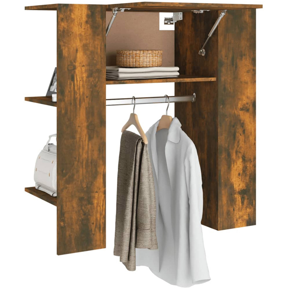 vidaXL Single Door 2 Shelf Smoked Oak Hallway Cabinet Image 4