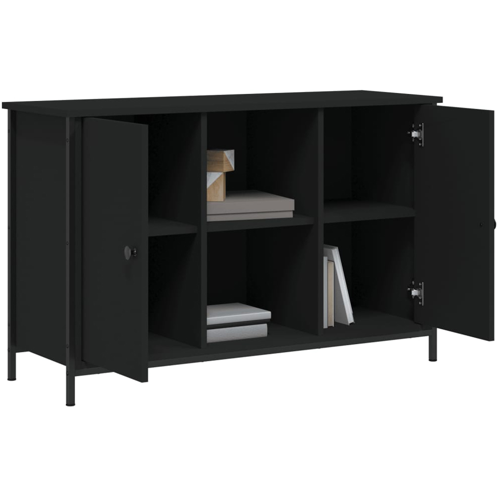 vidaXL 2 Door 2 Shelf Black TV Cabinet Image 8