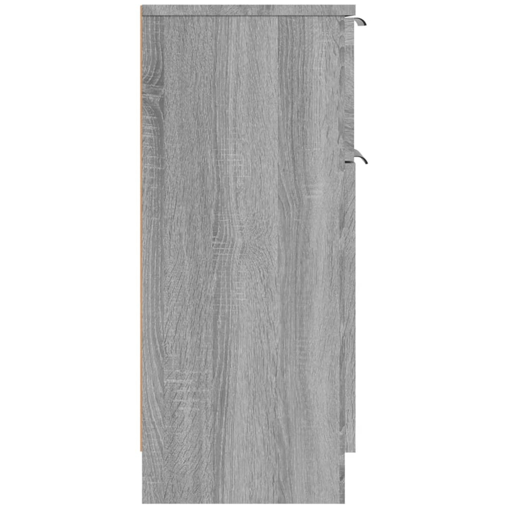 vidaXL Single Door Single Drawer Grey Sonoma Wooden Sideboard Set of 2 Image 7
