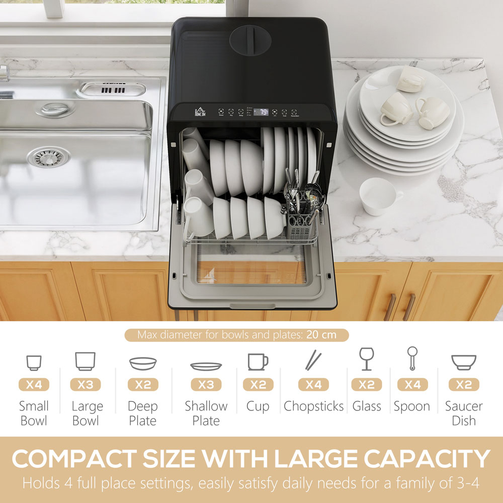 HOMCOM 800-268V70BK Black Countertop Dishwasher Image 4