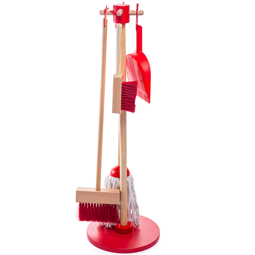 Bigjigs Toys Wooden Cleaning Stand Set Red Image 1