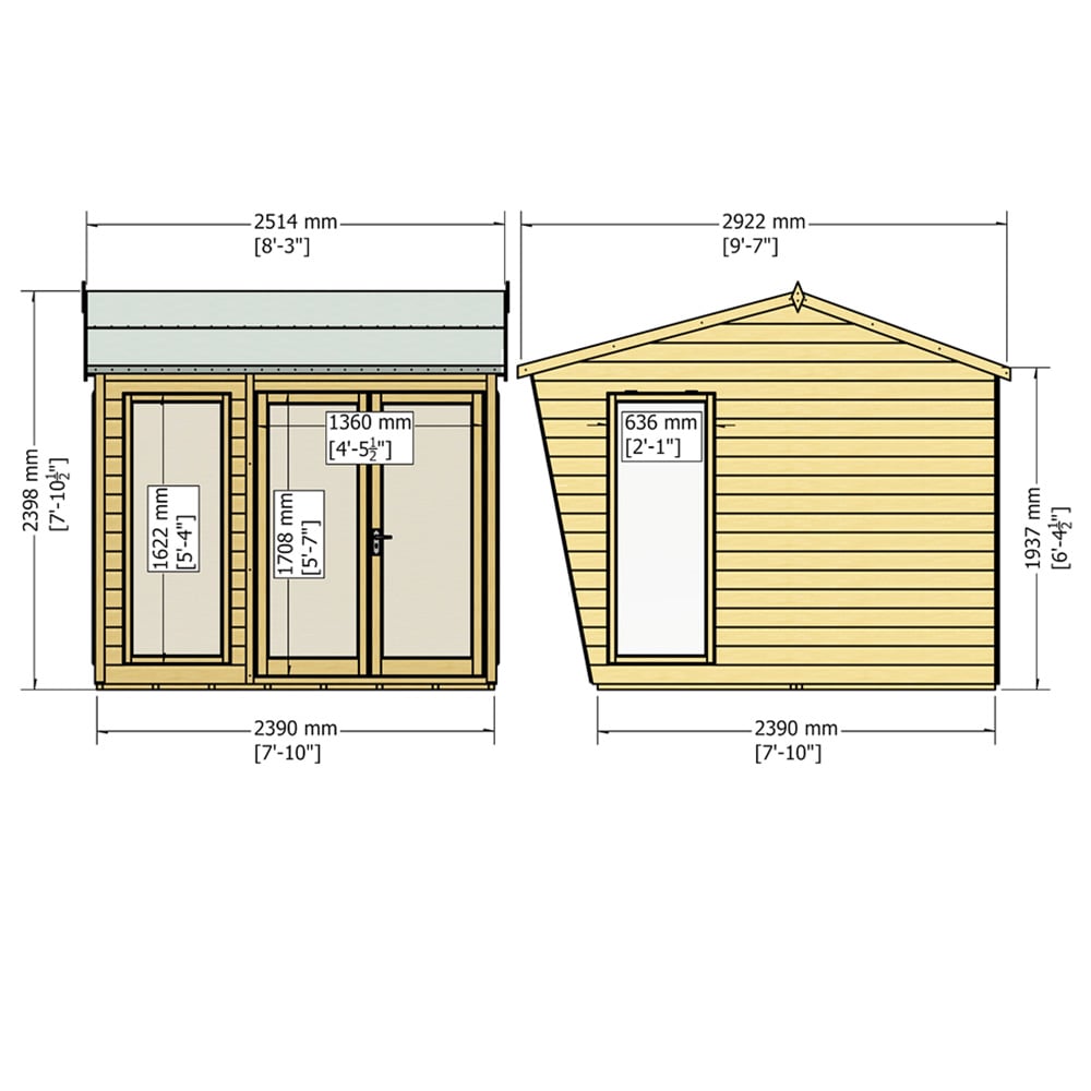 Shire Burghclere 8 x 8ft Double Door Contemporary Summerhouse Image 5