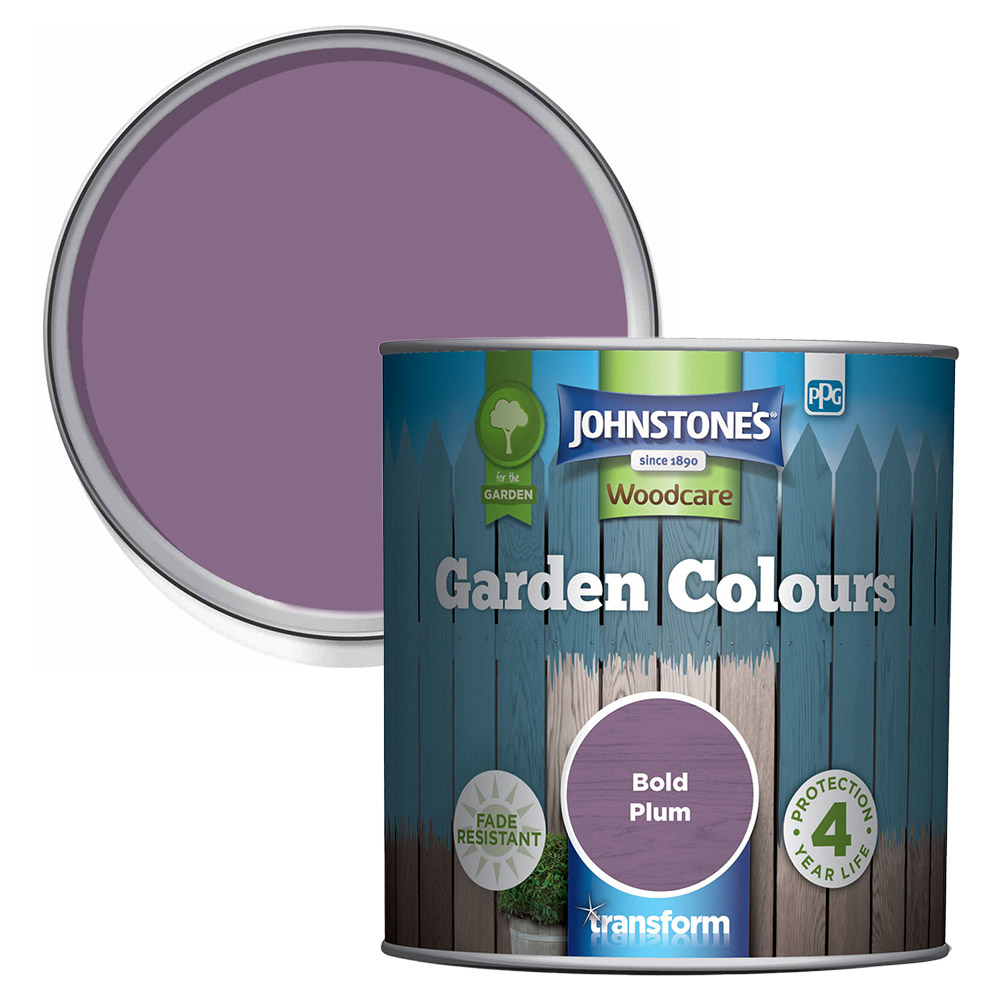 Johnstone's Woodcare Bold Plum Garden Colours Paint 1L Image 1