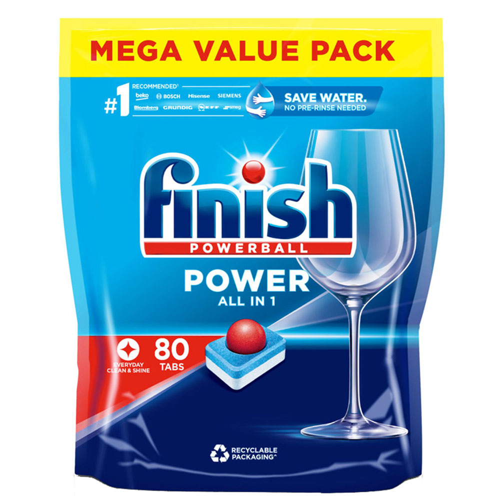 Finish Power All In One Dishwasher Tablets 80 Pack Image 1