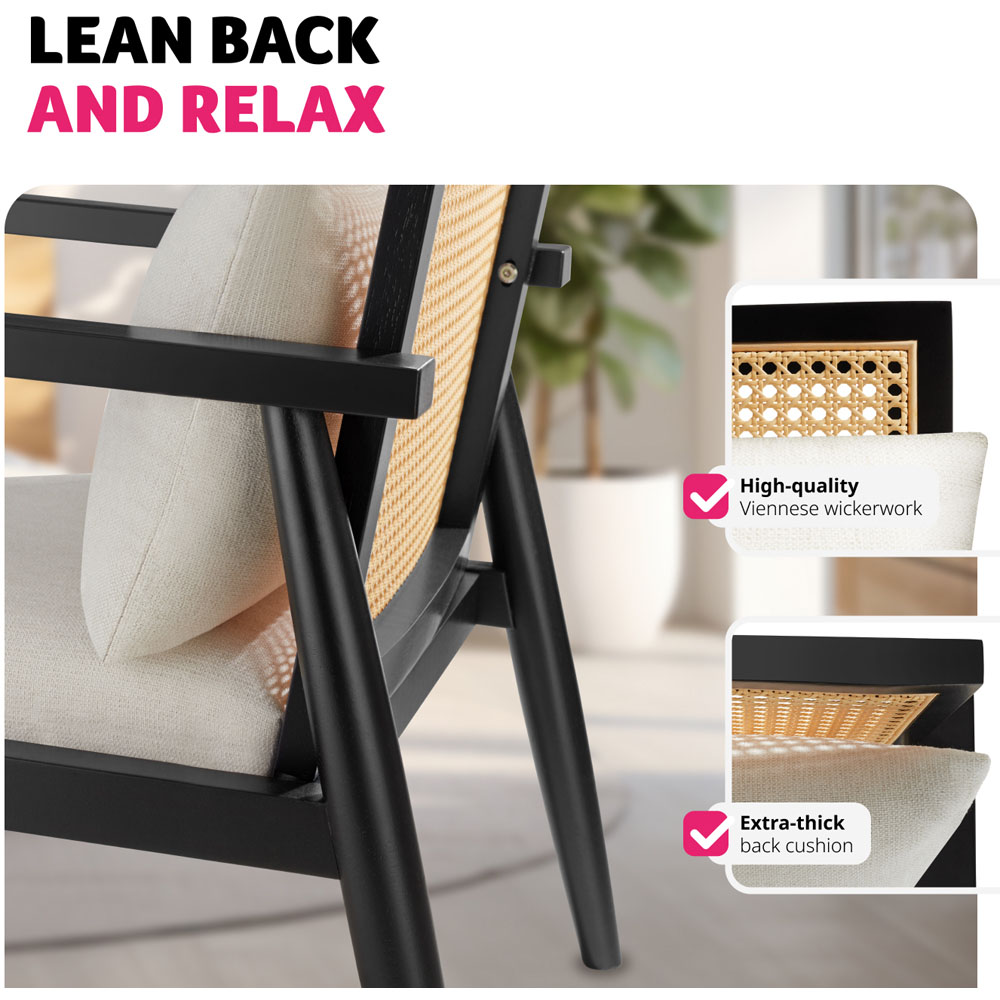 Tectake Manuela Black Padded Armchair with Cushion Image 7