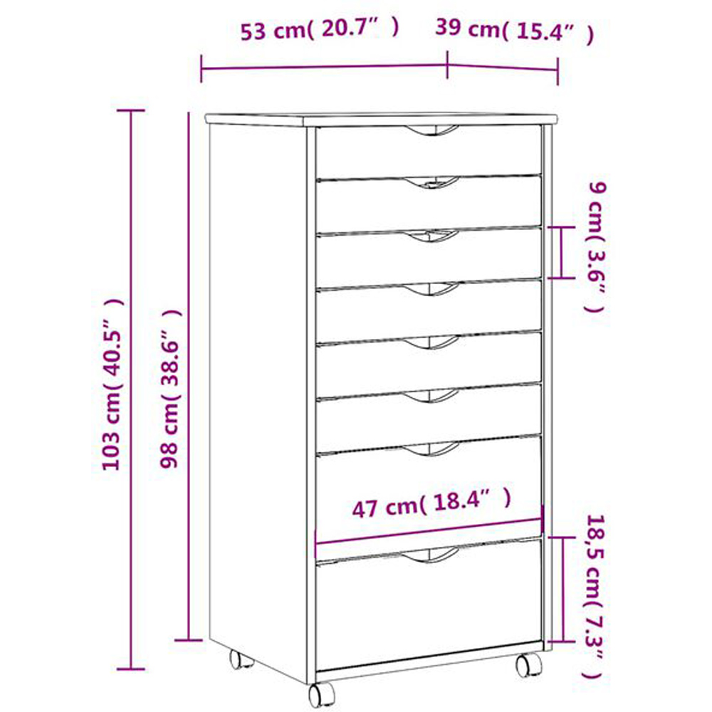 vidaXL Moss 8 Seater White Solid Wood Pine Rolling Cabinet Image 6