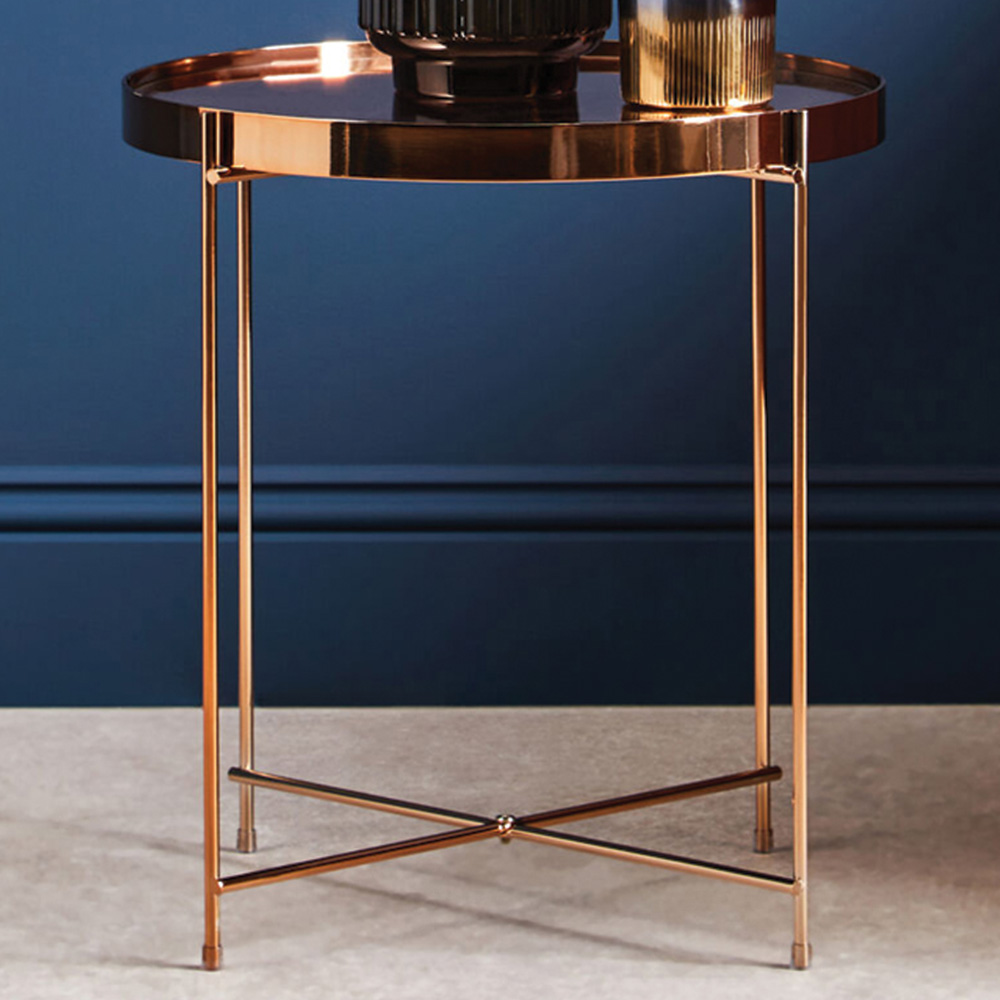 Premier Housewares Allure Pink Mirrored Low Side Table Image 1