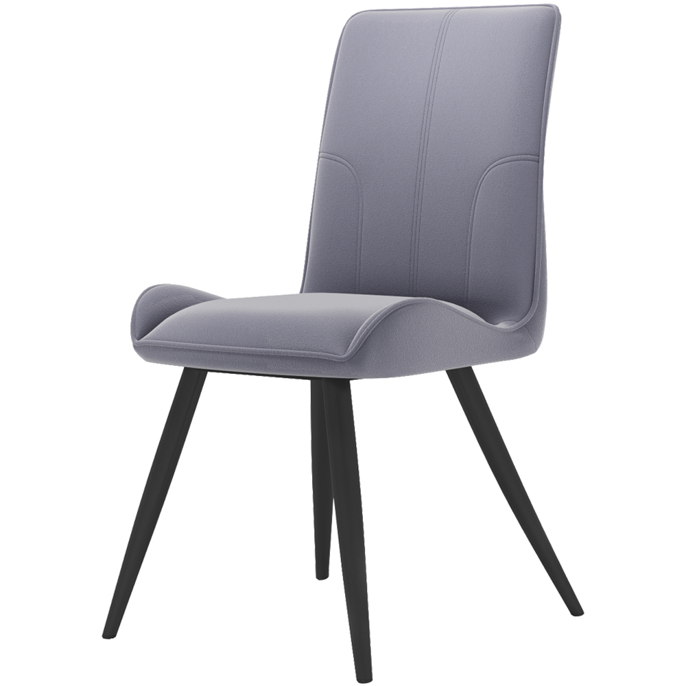 Living and Home Set of 2 Grey Velvet Dining Chair Image 2