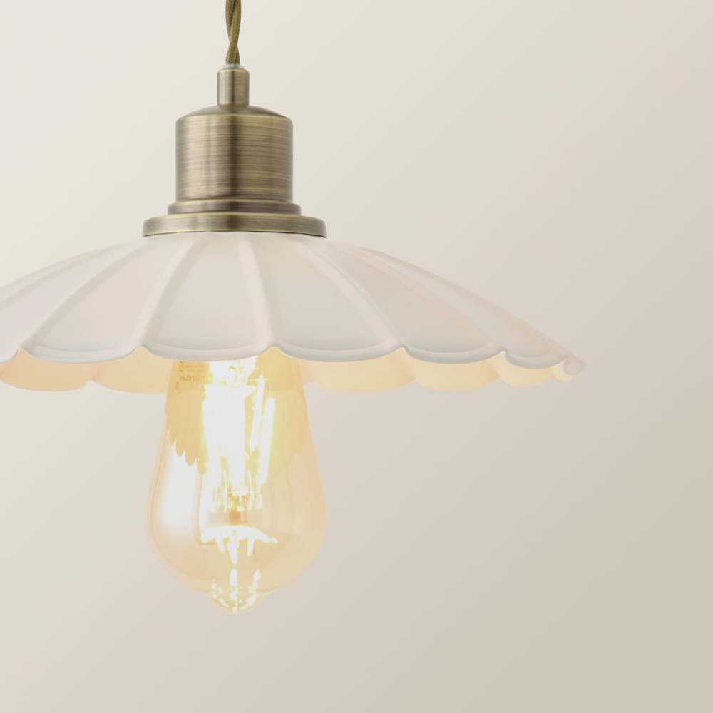 ValueLights Holborn Cream Scallop Metal Shade Brushed Gold Adjustable Wall Light with Bulb Image 3