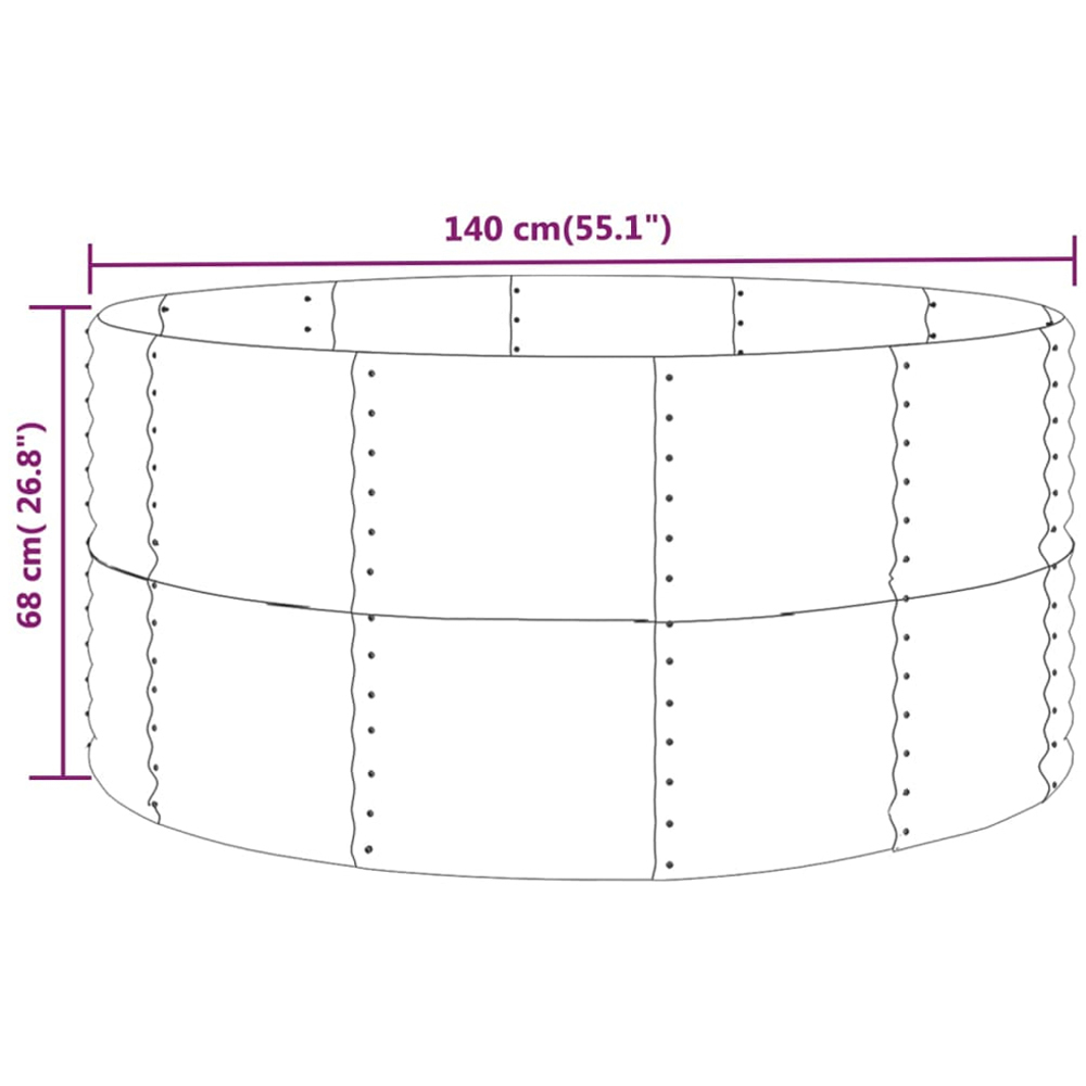vidaXL Silver Galvanised Steel Raised Garden Bed 68 x 140 x 140cm Image 3