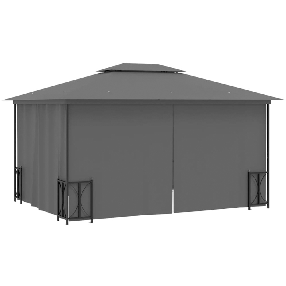 vidaXL 3 x 4m Anthracite Gazebo with Side Walls and Double Roof Image 4