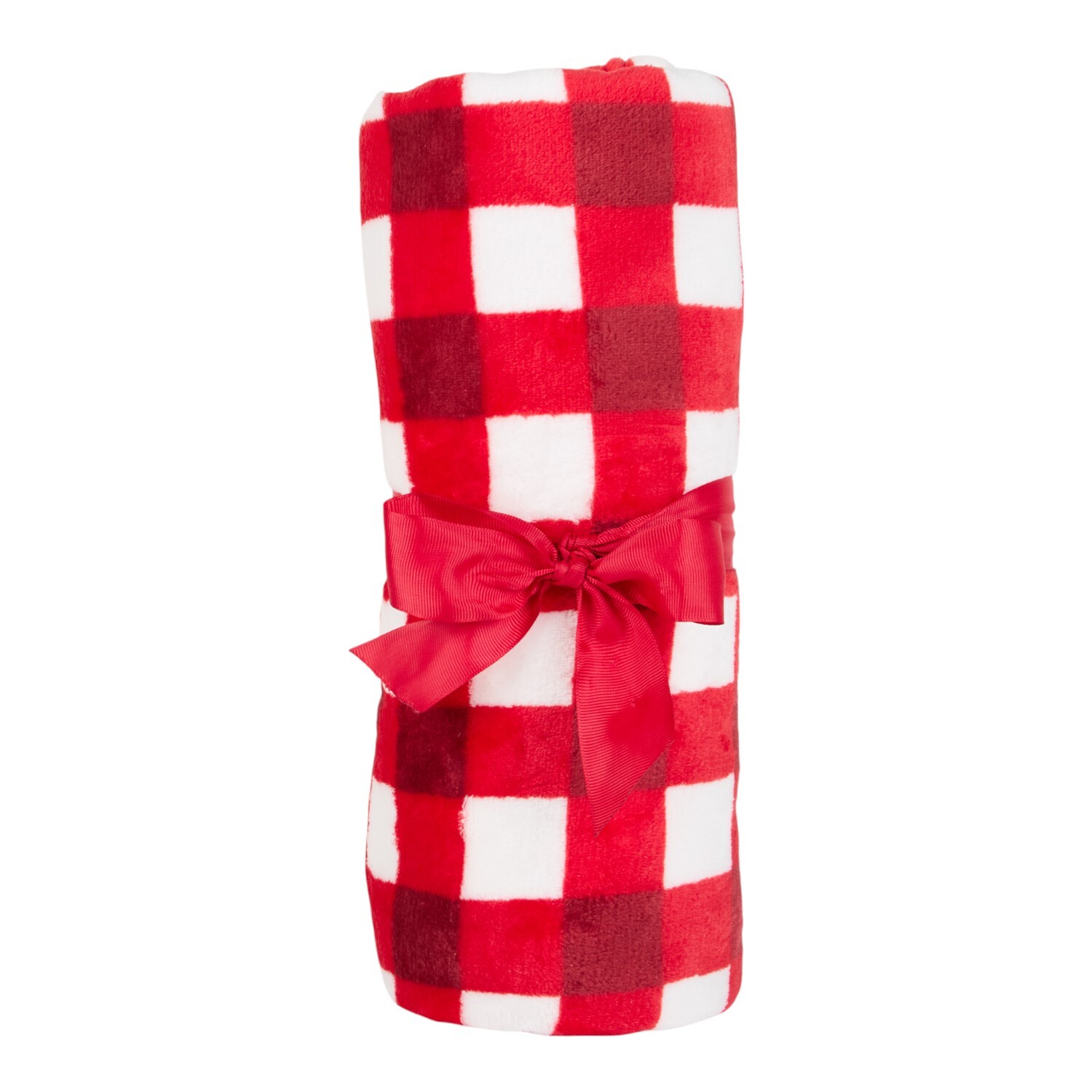 Gingham Printed Fleece Throw Red Image 2