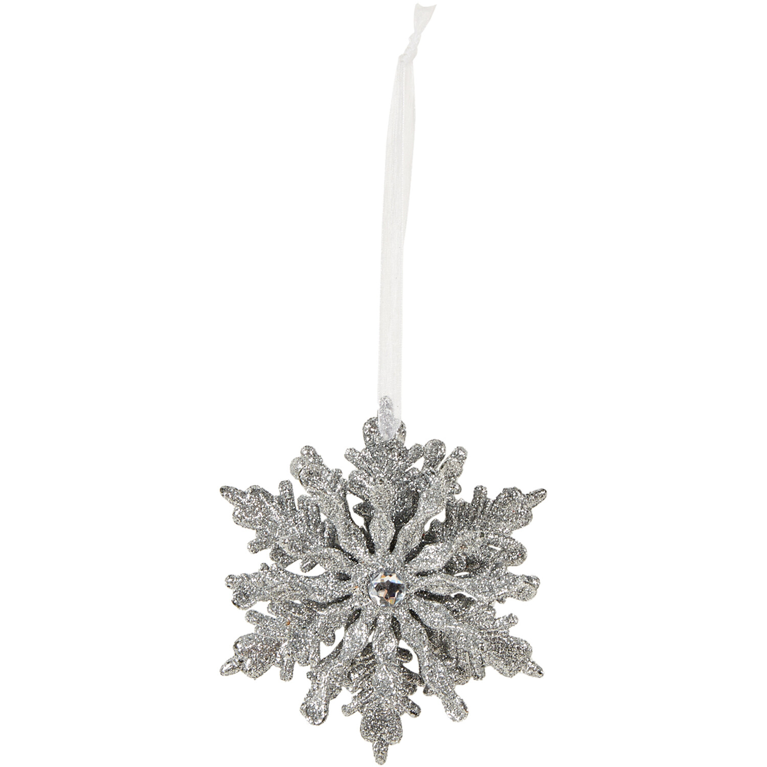 Set of 2 Hanging Glitter Snowflakes Silver - Silver Image 2