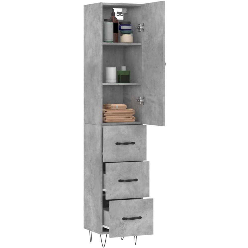 vidaXL Single Door 3 Drawer Concrete Grey Highboard Image 3