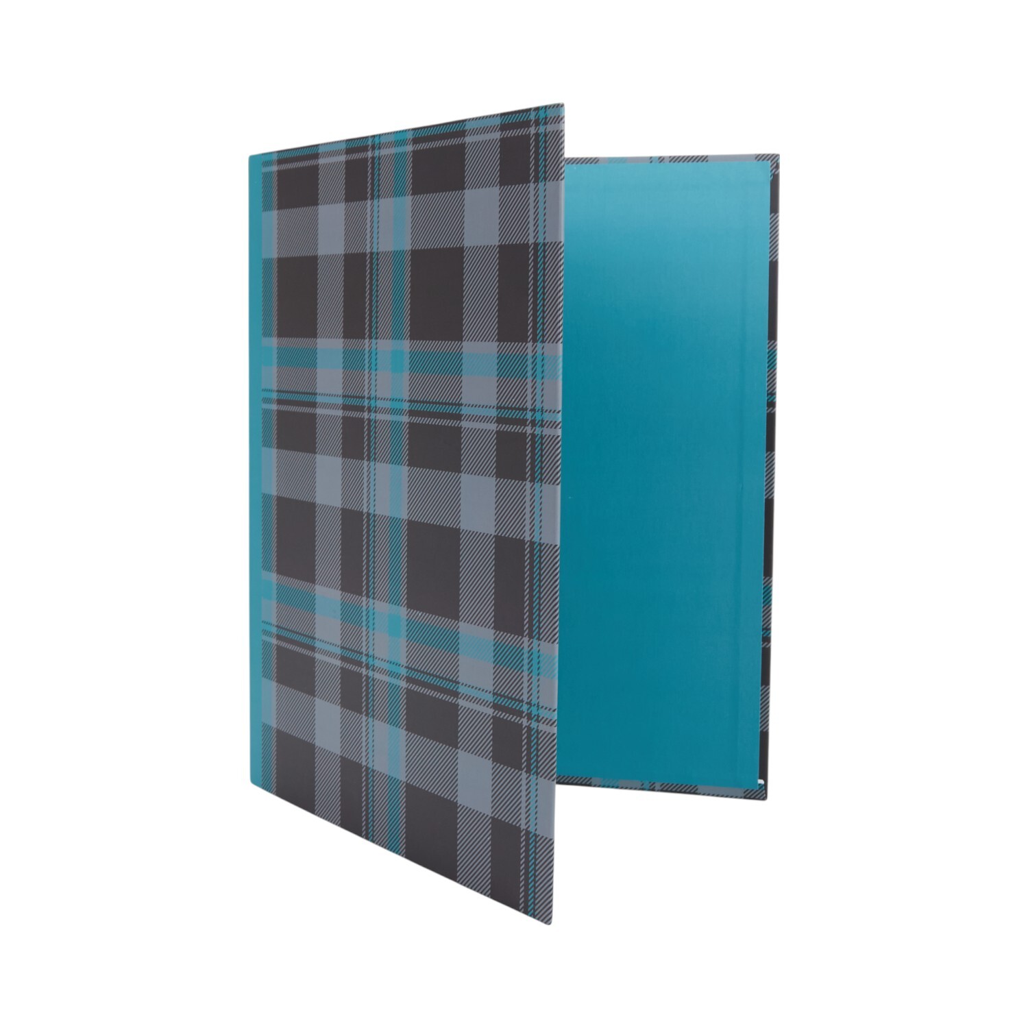 Tartan Ring Binder Blue and Grey Image 1