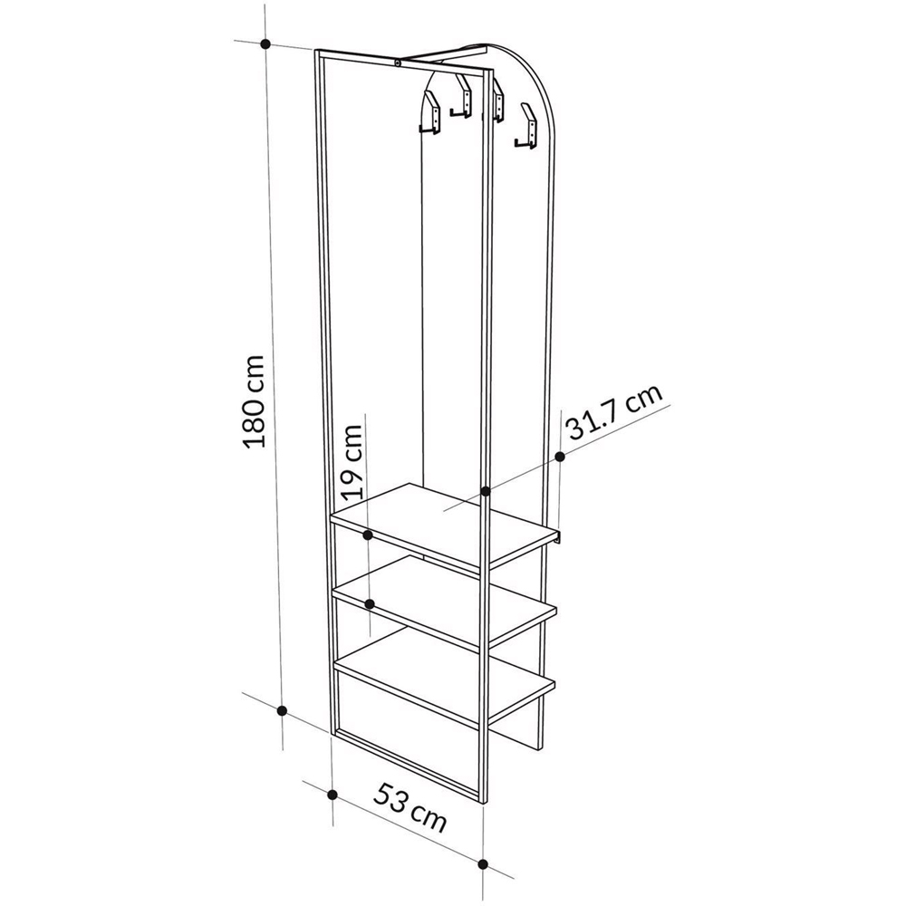 FWStyle Archy 3 Shelf Dark Oak Hallway Coat and Shoe Storage Rack Image 7