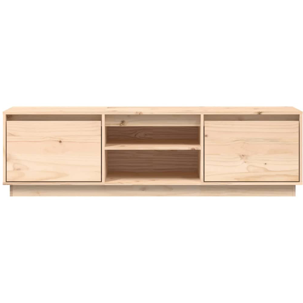 vidaXL 2 Door 2 Shelf Natural Solid Pine Wood TV Cabinet Image 3