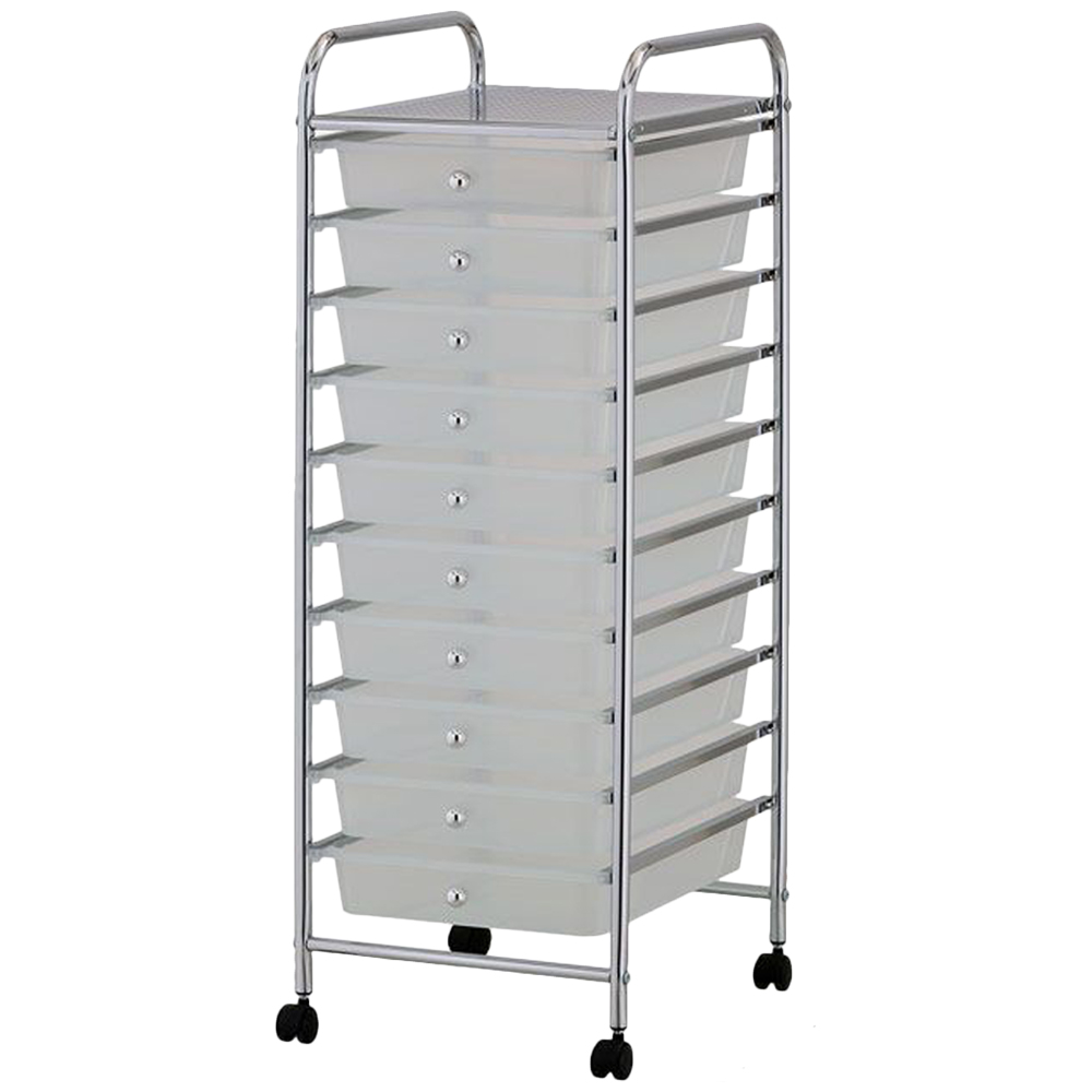 VonHaus White 10 Drawer Wheeled Storage Trolley Image 1