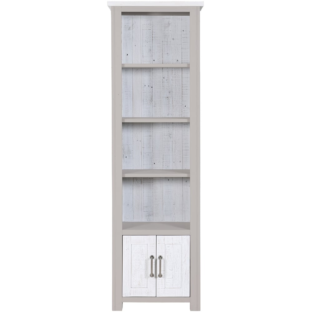 Baumhaus Greystone 2 Door 4 Shelf White Narrow Bookcase Image 3