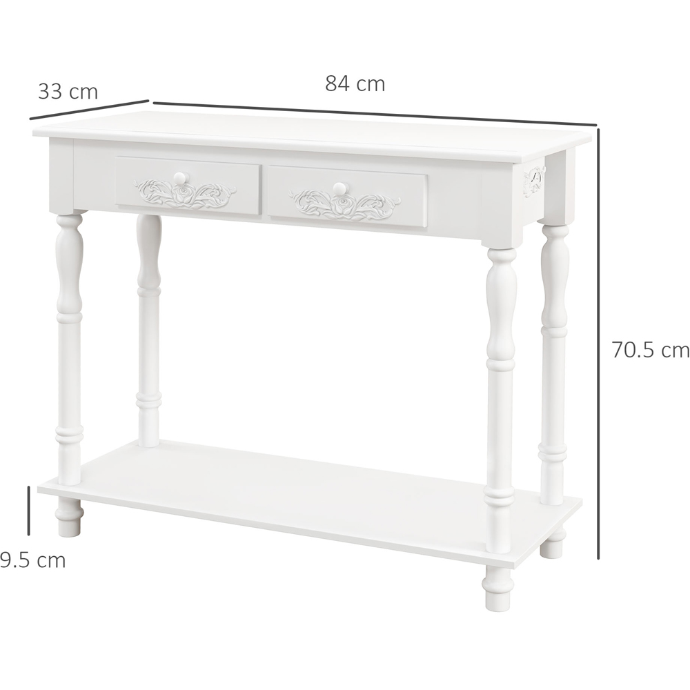 HOMCOM 2 Drawer White Wooden Console Table Image 9