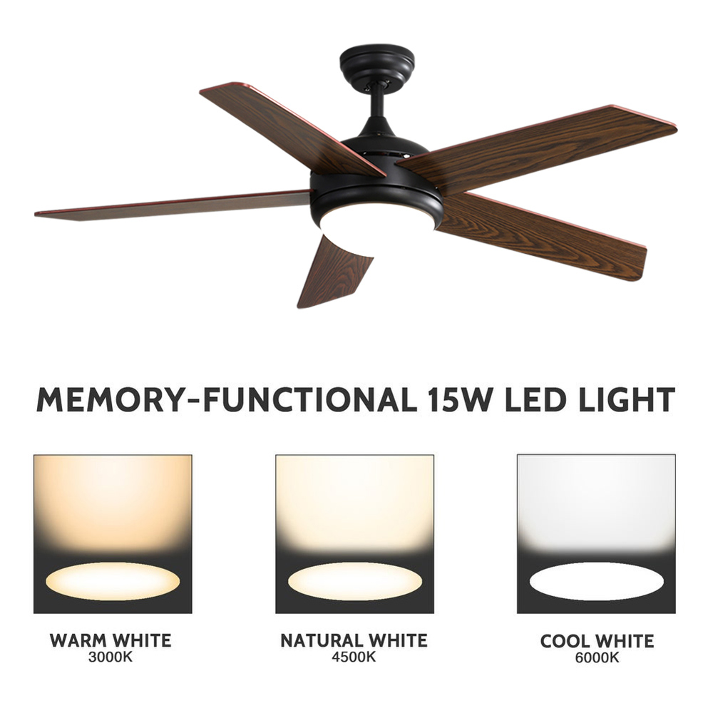 Living and Home Rustic Wooden LED Ceiling Fan Light with Remote 52 inch Image 8