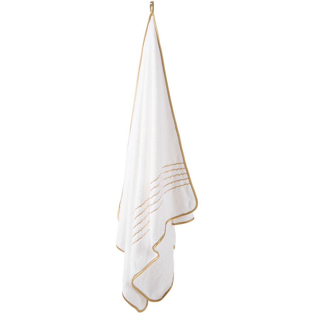 Living and Home Soft Polyester White Grey and Black Bath Towel Set of 3 Image 3