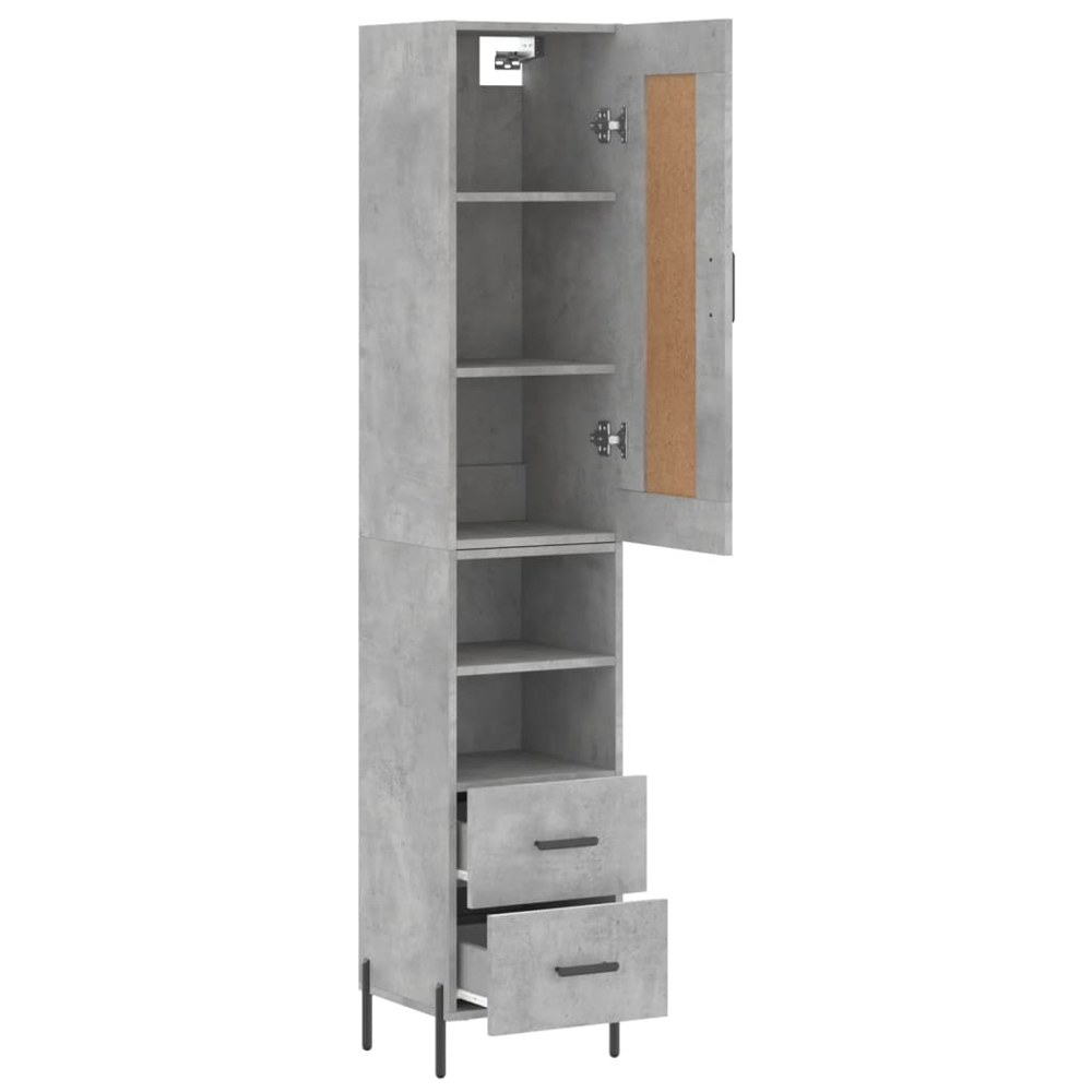 vidaXL Single Door 2 Drawer 2 Shelf Concrete Grey Highboard Image 4