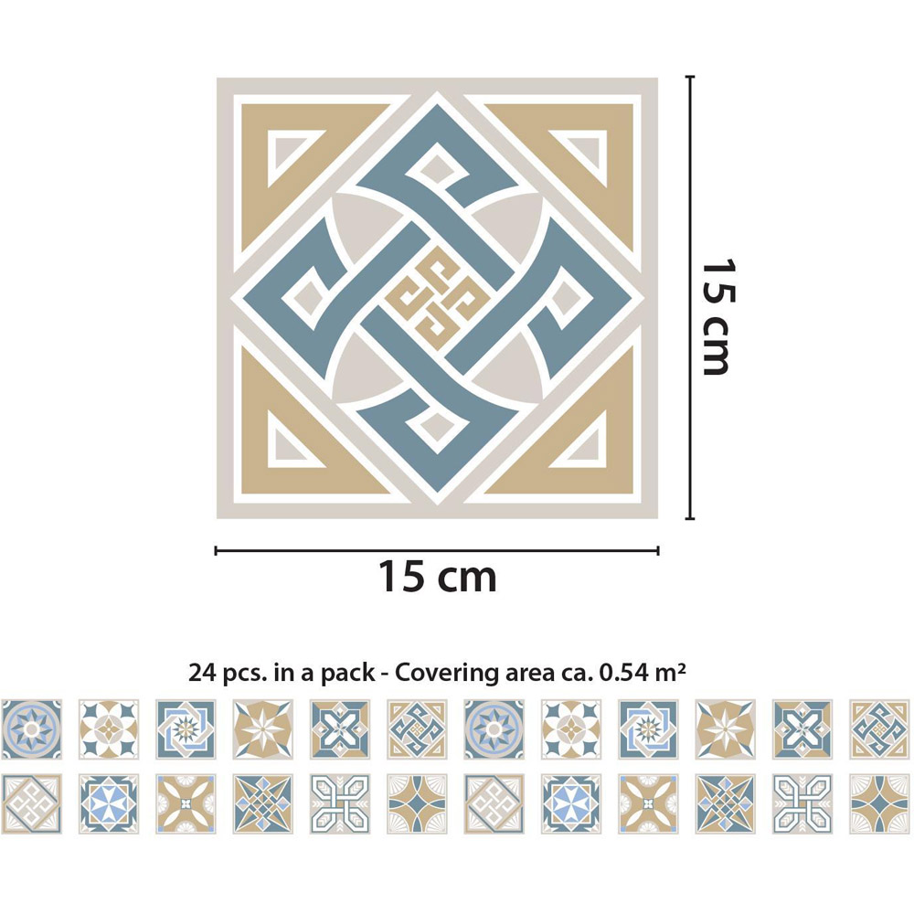 Walplus Lyon Encaustic Tile Sticker 24 Pack Image 6