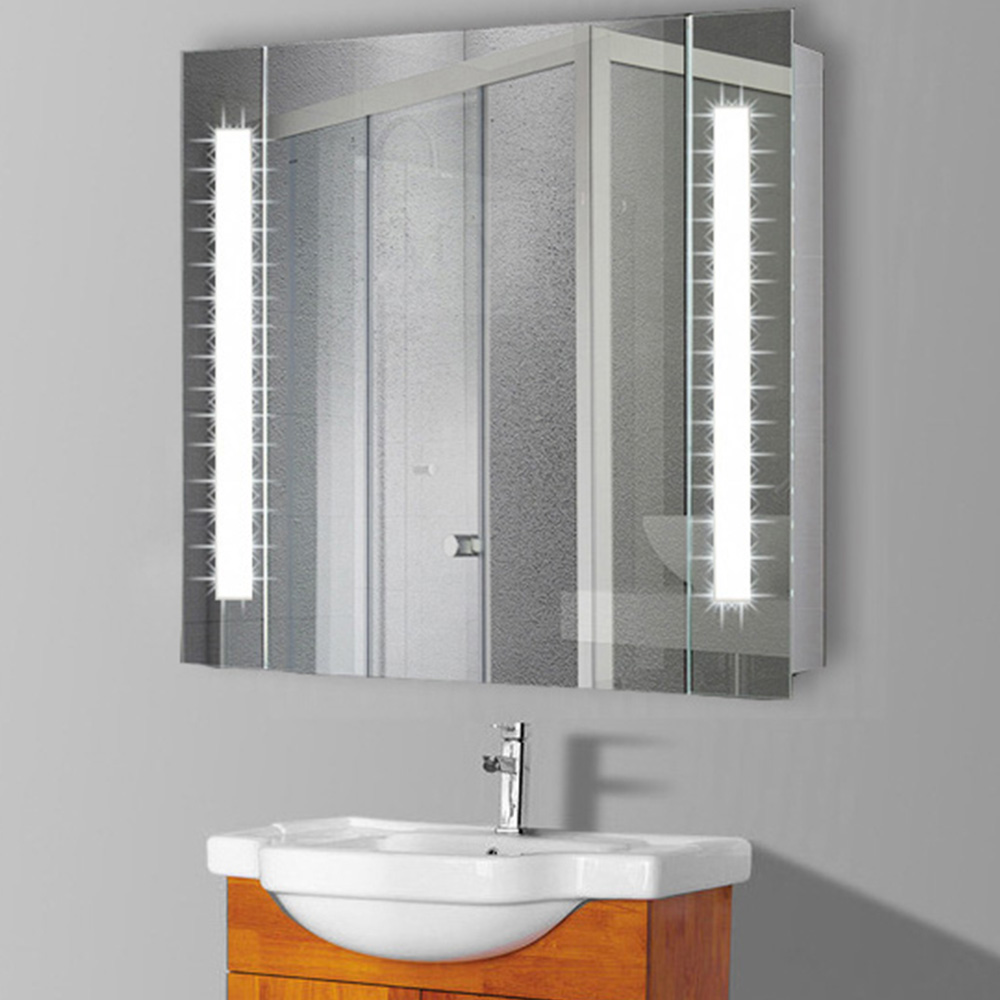 Living and Home White Dotted LED Light Mirror Bathroom Cabinet Image 5