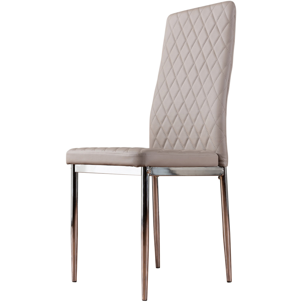 Furniturebox Valera Set of 4 Cappuccino and Chrome Faux Leather Dining Chair Image 2