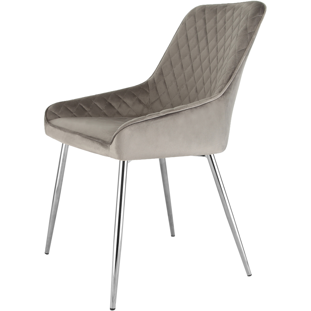 Home Garden Direct Hamilton Set of 2 Grey Velvet Dining Chairs Image 2