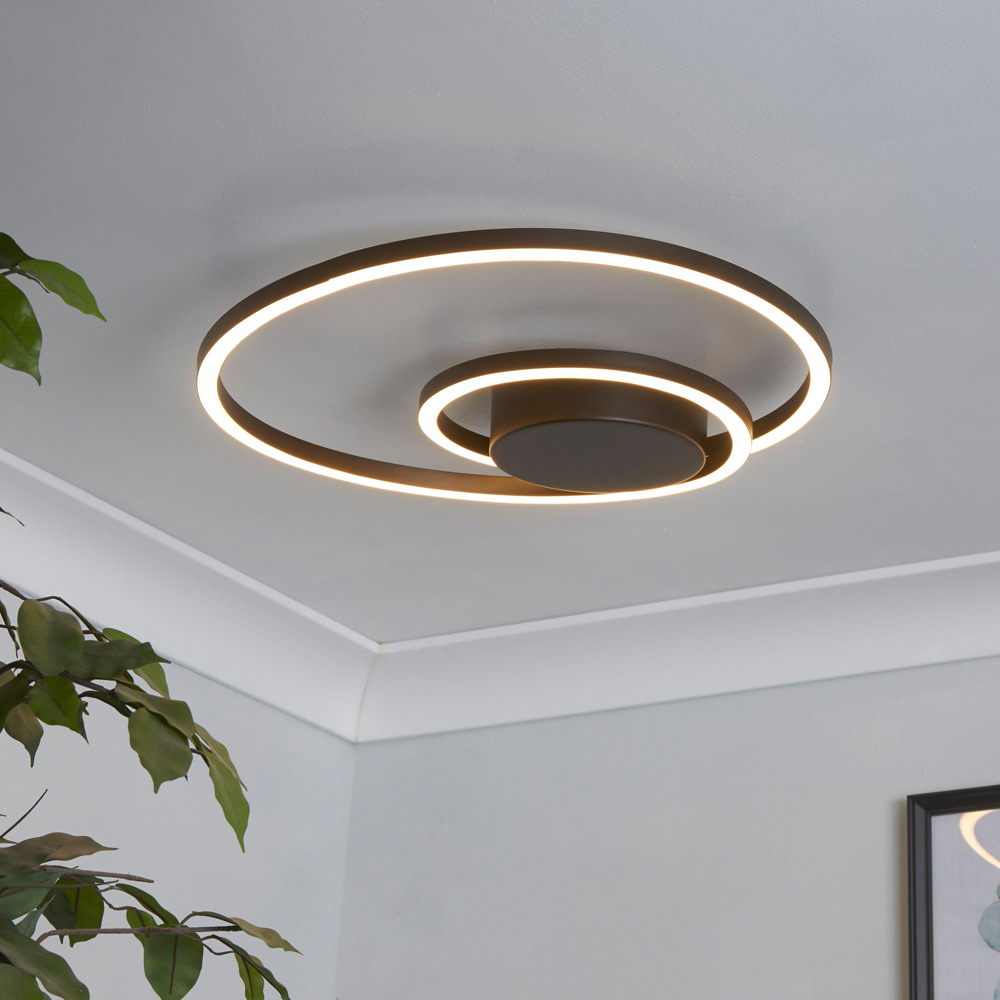 Lighting Collection Furness Matt Black LED Ceiling Flush Light Image 2