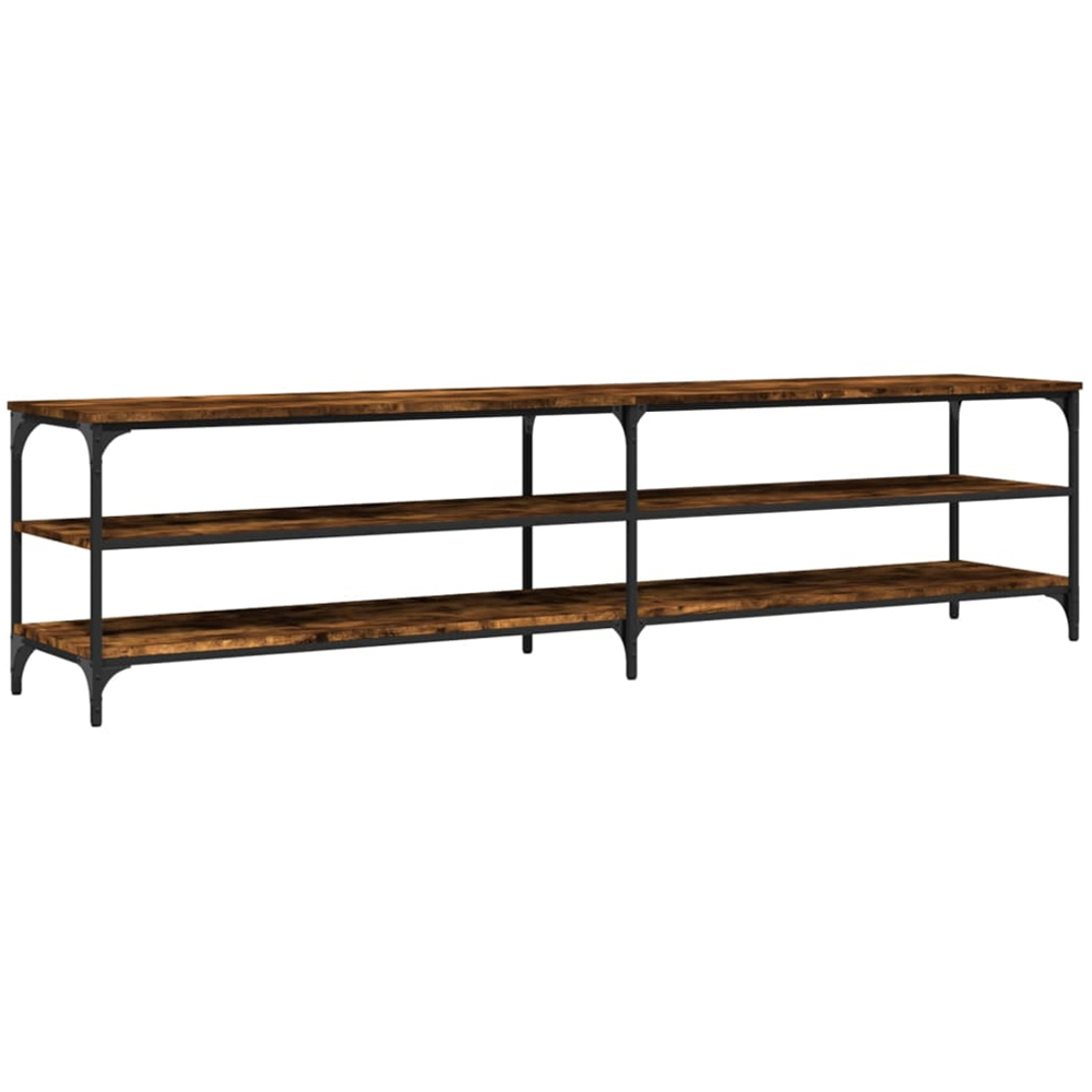 vidaXL 2 Shelf Smoked Oak Industrial Style TV Cabinet Image 2